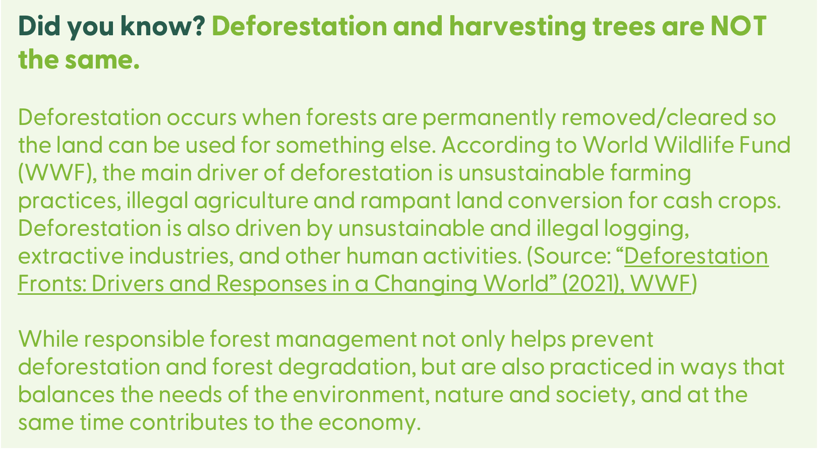 deforestation not same as harvesting